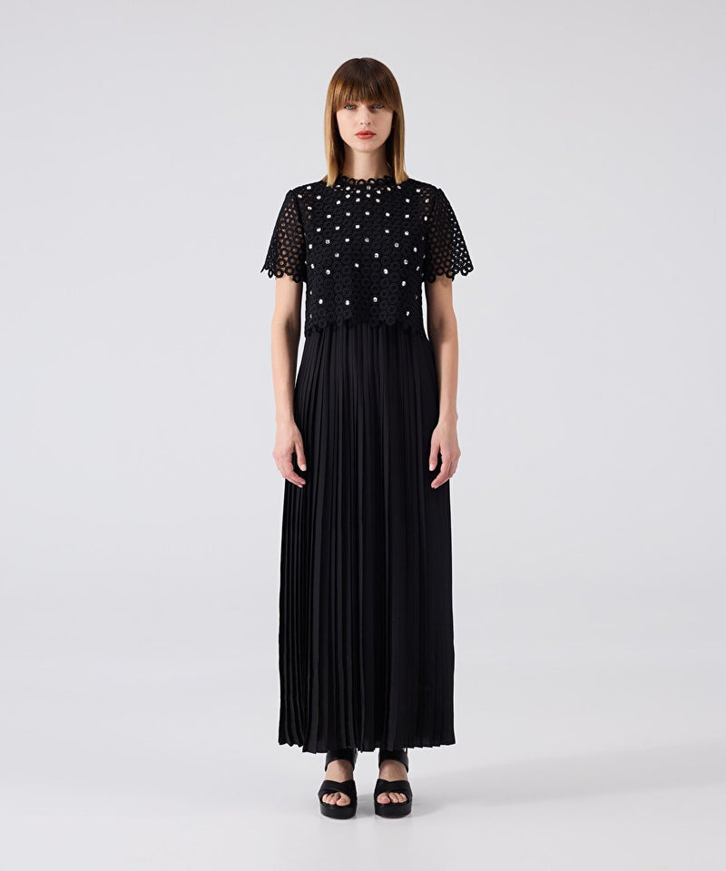 Machka Two-Piece Pleated Dress Black