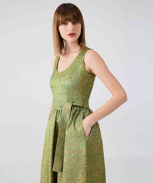 Machka Jacquard Midi Dress Gold