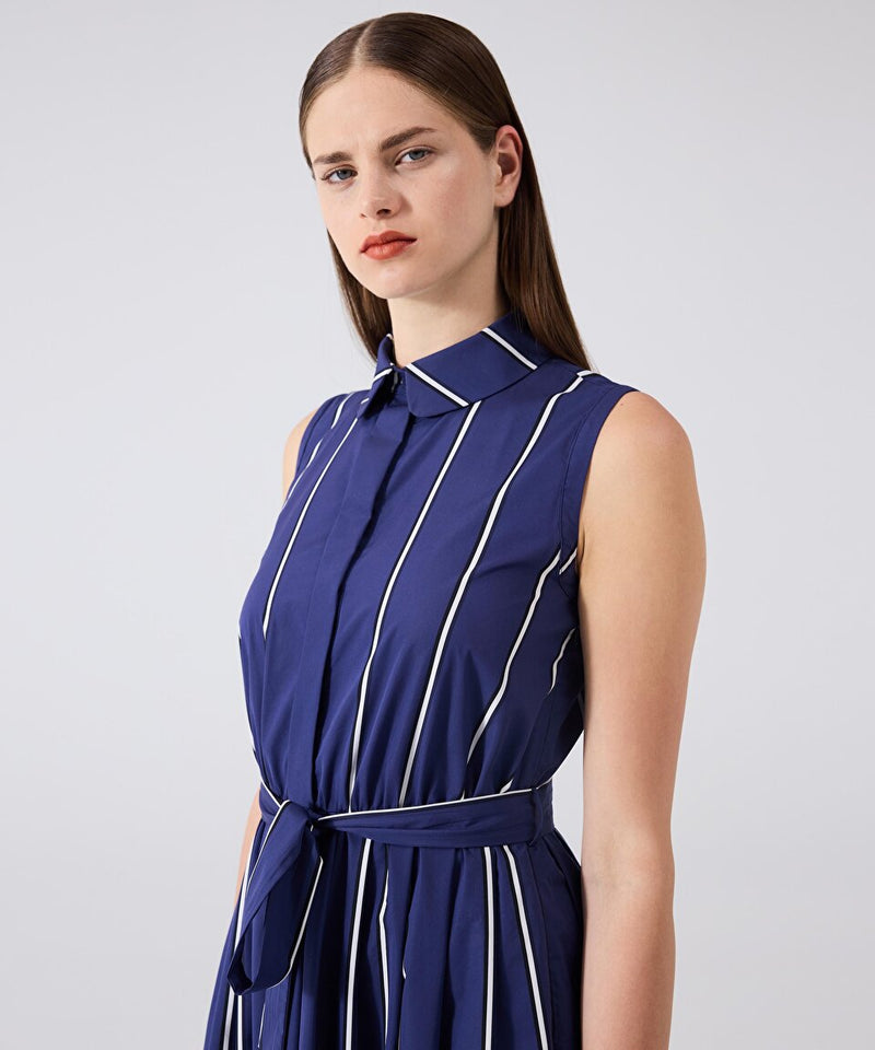 Machka Striped Poplin Dress Navy Blue