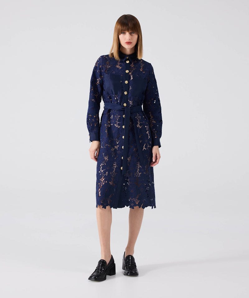 Machka Belted Scalloped Dress
 Navy Blue