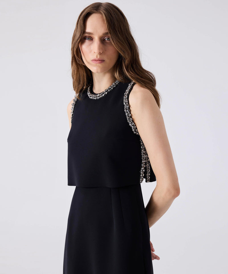 Machka Stone Embroidered Two Piece Dress Black