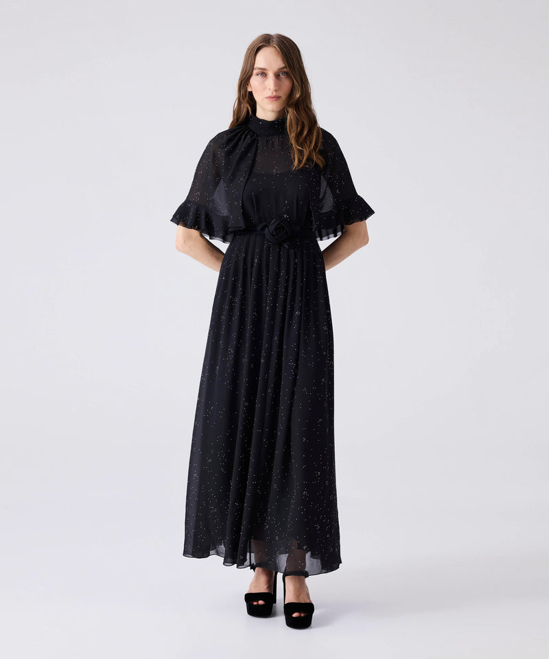 Machka Hotfix Printed And Belted Dress Black