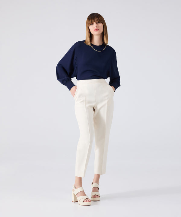 Machka Cigarette Fit Iron-Marked Trousers
 Off White