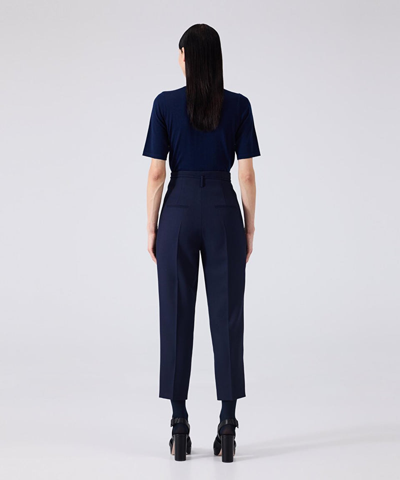 Machka Cigarette Fit Wool Trousers Navy