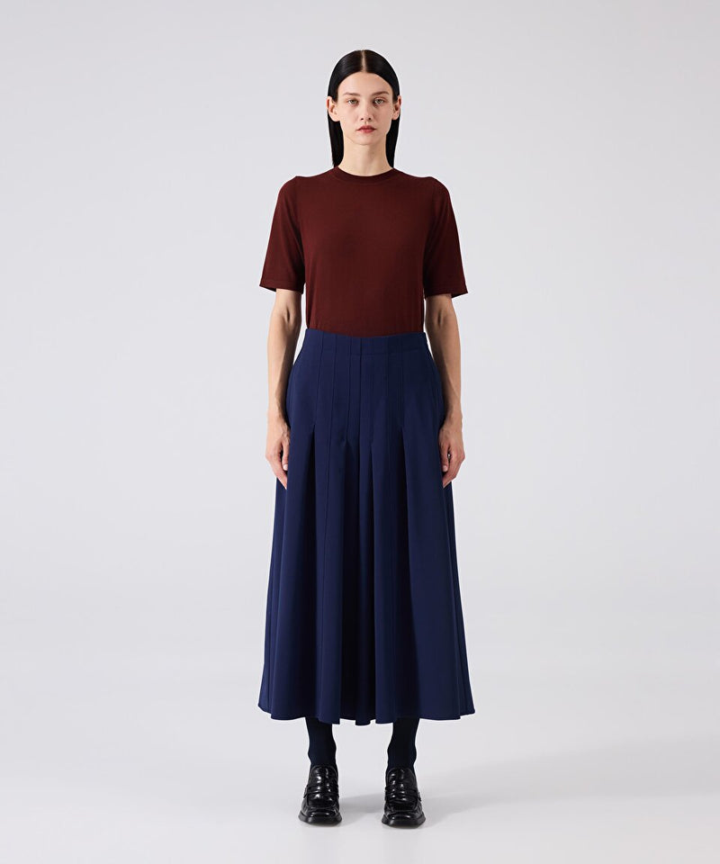 Machka Wide Cut Trousers With A Skirt Look Navy