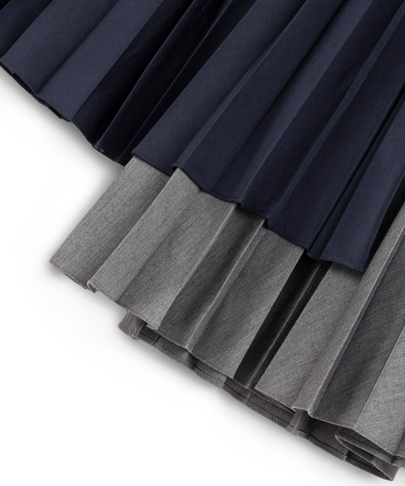 Machka Pleated Colorblock Skirt Anthracite