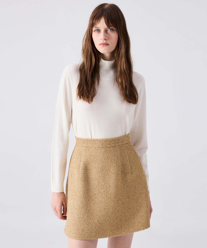 Machka Tweed Skirt With Shiny Threads Gold