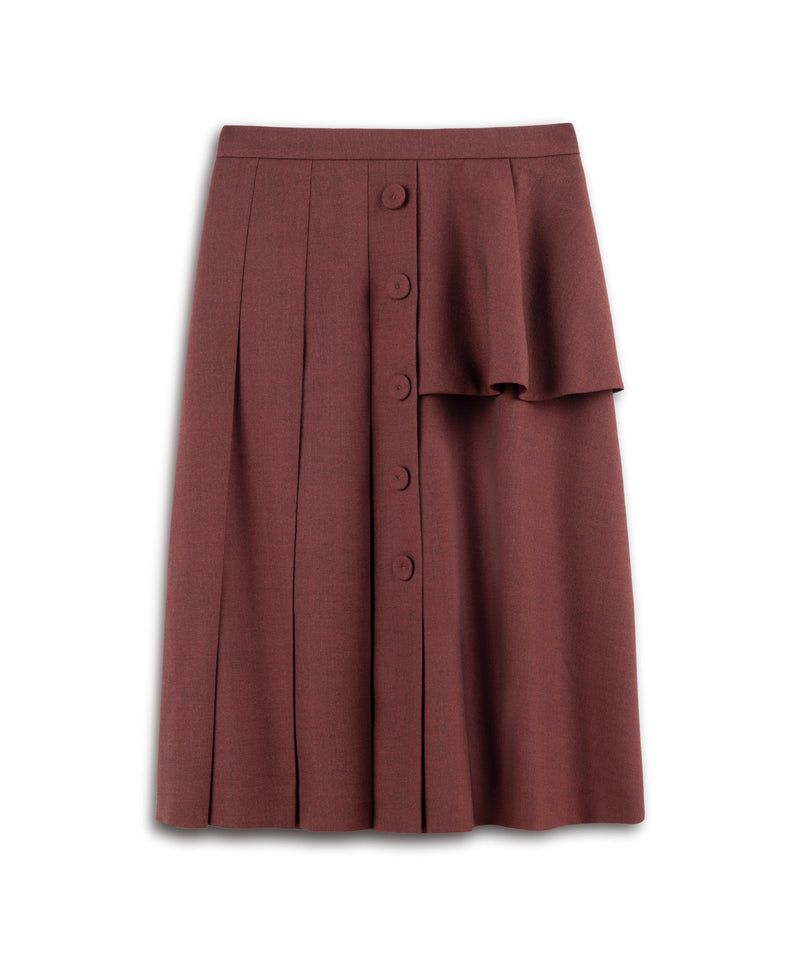 Machka Asymmetrical Flounced Skirt Light Brown