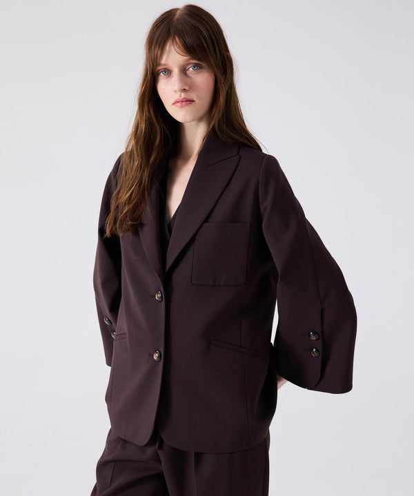 Machka Mixed Pocket Blazer Dark Brown