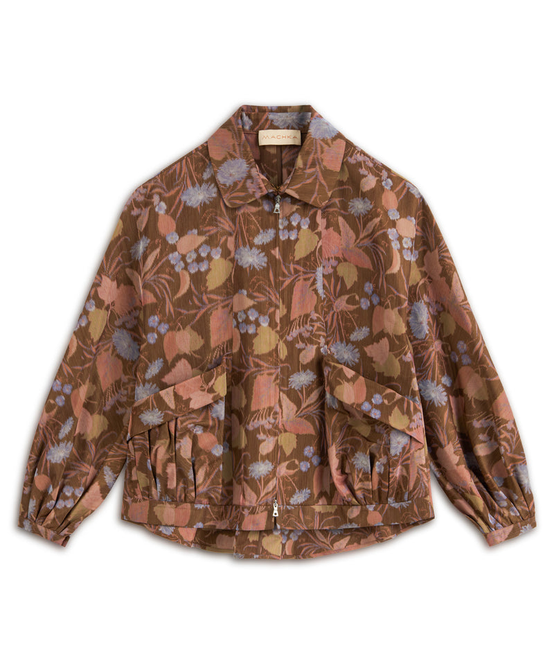 Machka Floral Jacquard Coat Brick