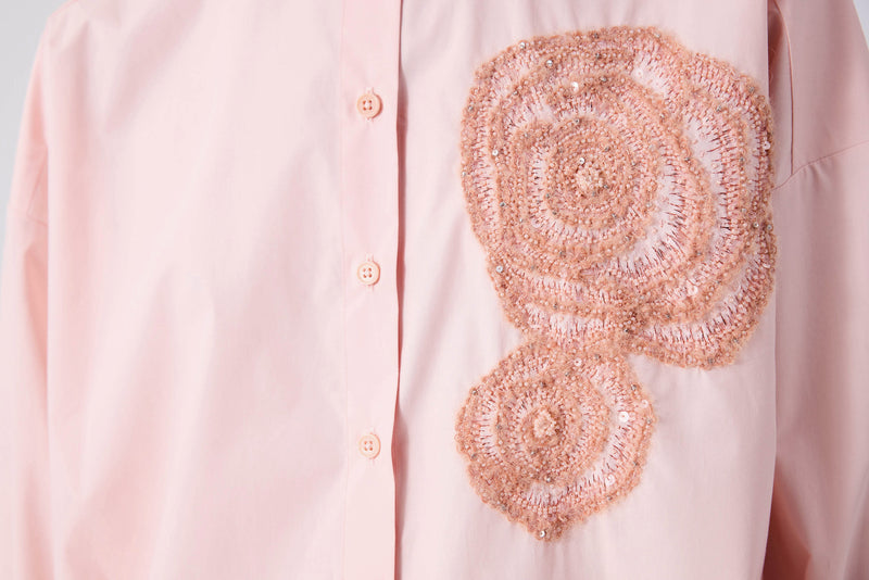 Machka Flower-Embellished Shirt Salmon