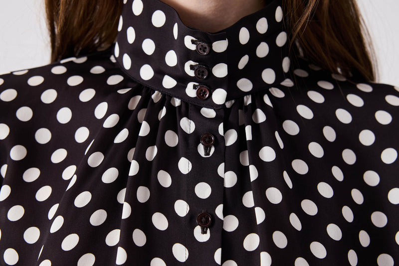 Machka Polka Dot Pattern Shirt Dark Brown