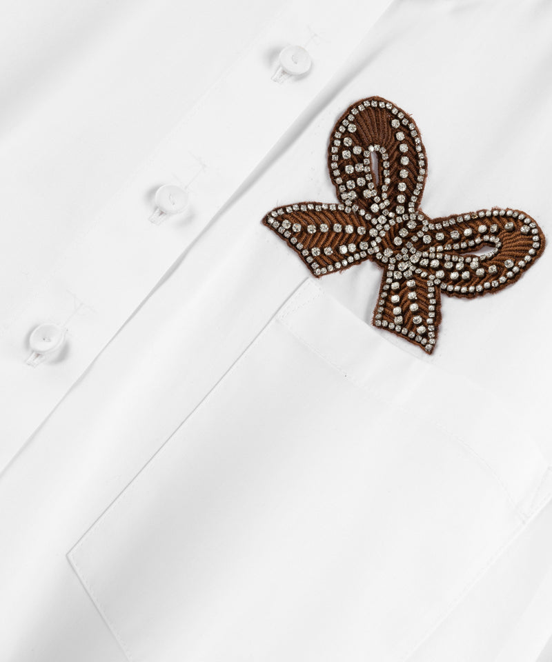 Machka Poplin Shirt With Bow Embroidery White