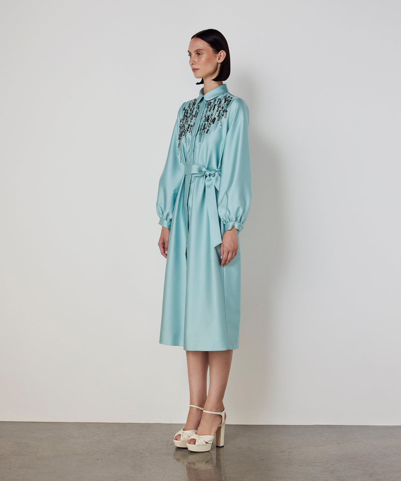 Machka Embellished Shirt Dress Light Green
