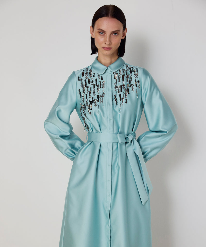 Machka Embellished Shirt Dress Light Green