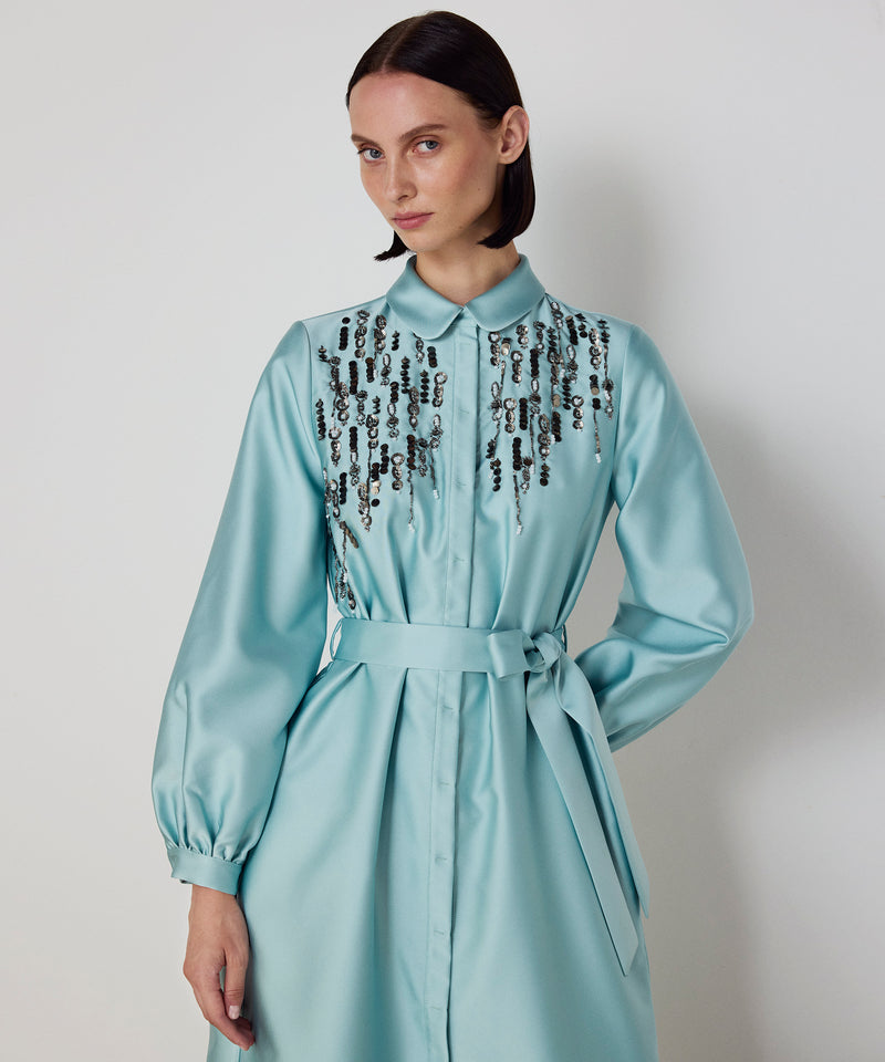 Machka Embellished Shirt Dress Light Green