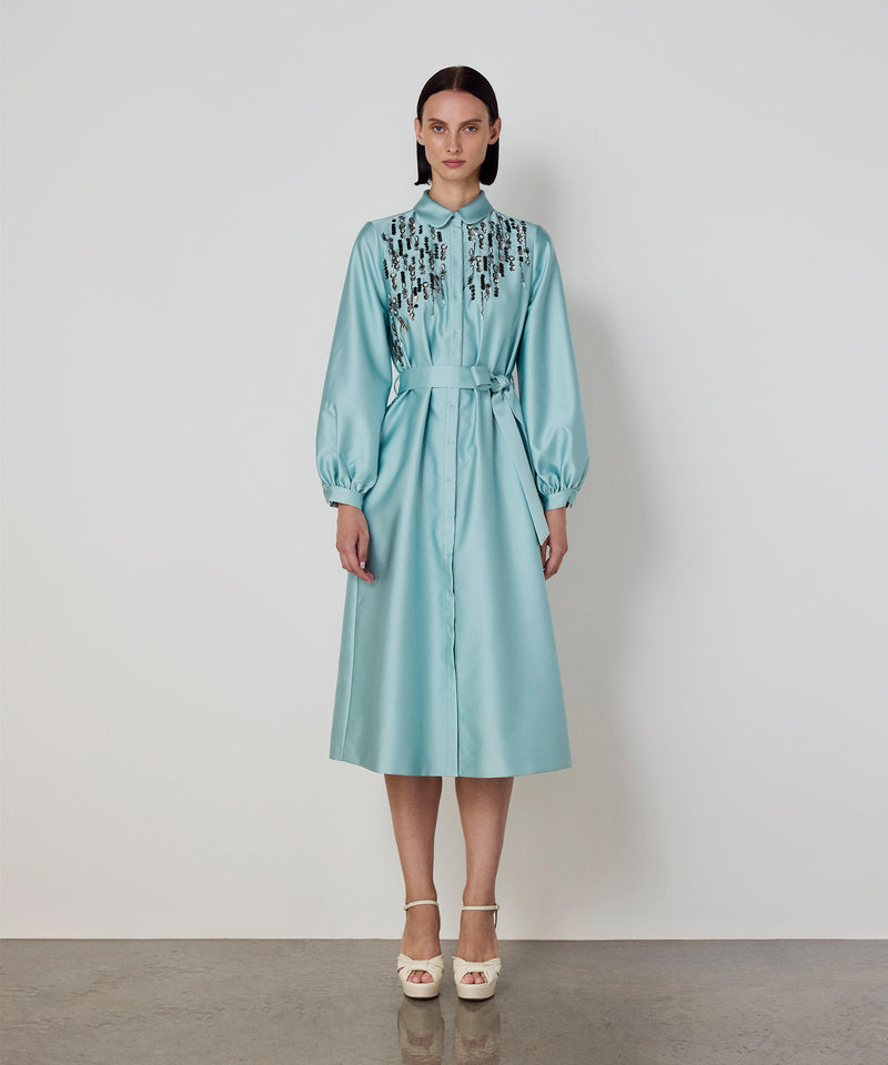 Machka Embellished Shirt Dress Light Green
