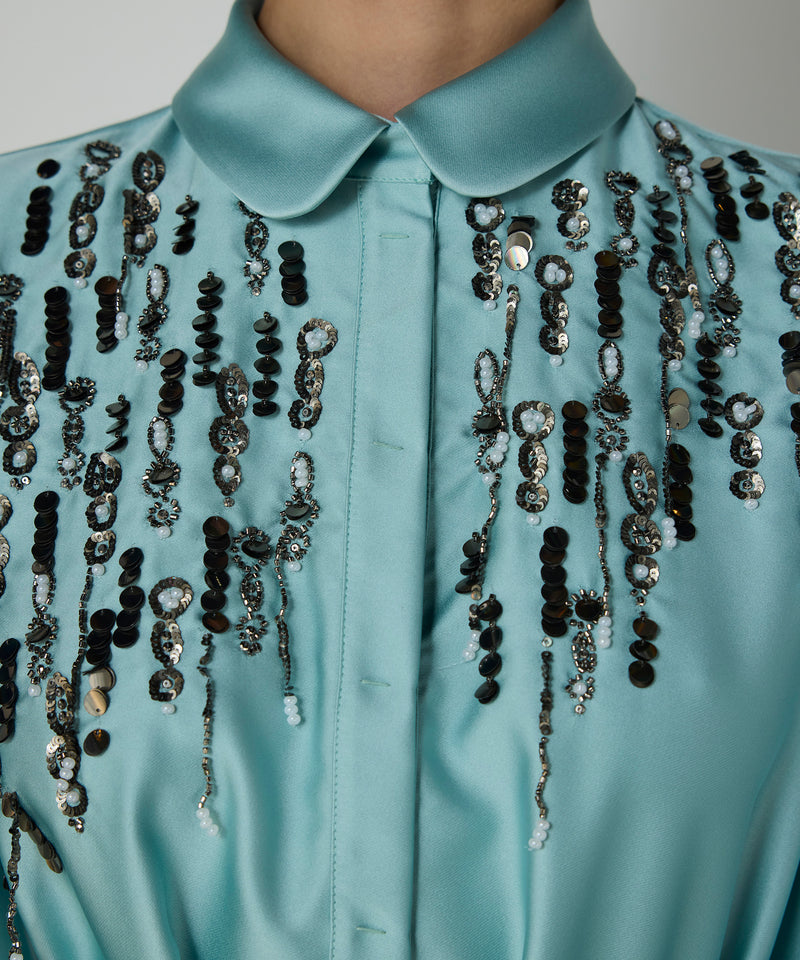 Machka Embellished Shirt Dress Light Green