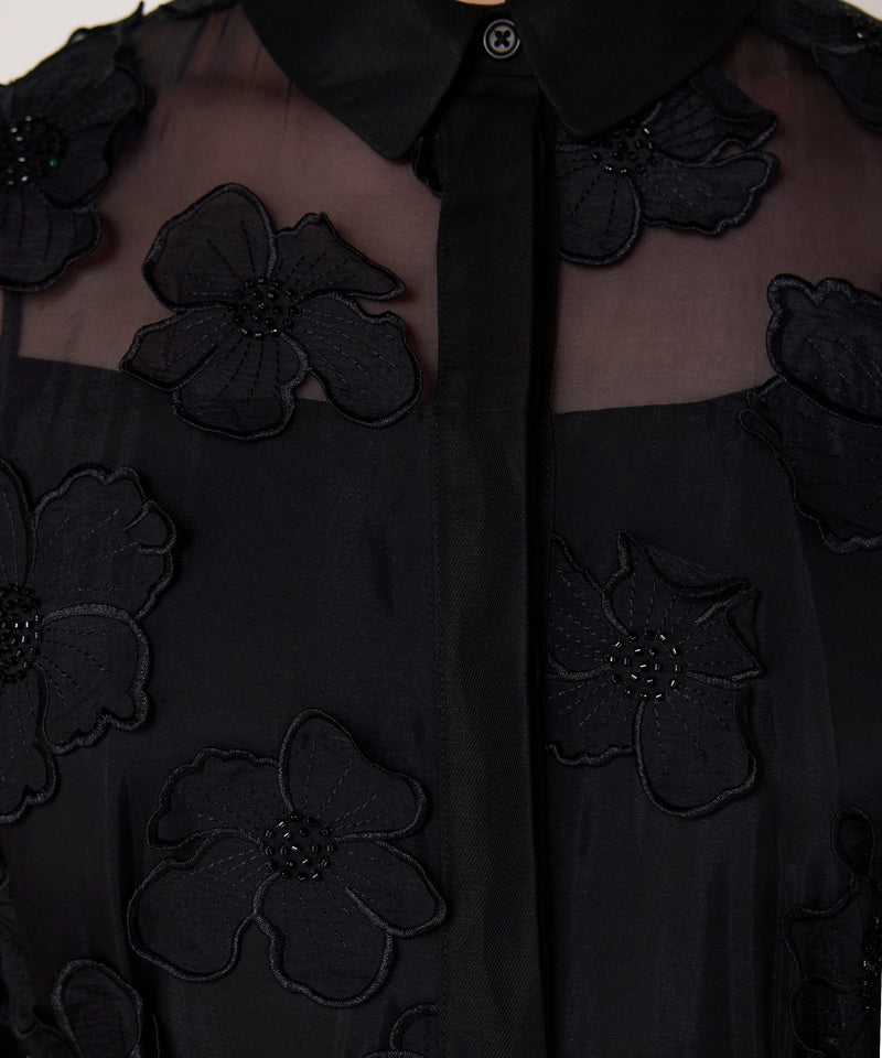 Machka Floral Applique Dress Black