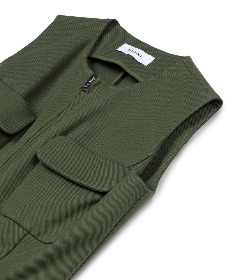 Machka Pocketed Pleated Dress Dark Green