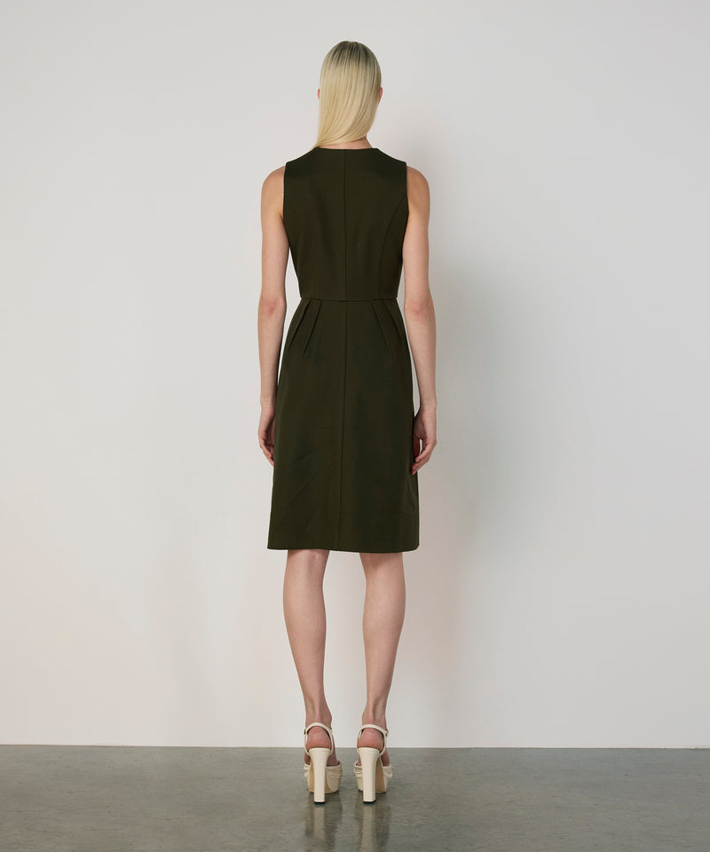 Machka Pocketed Pleated Dress Dark Green