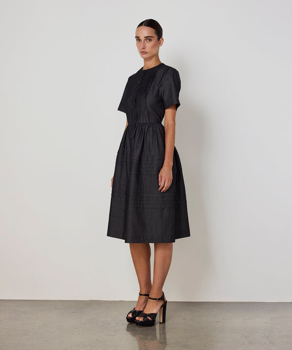 Machka Ribbed Poplin Dress Anthracite