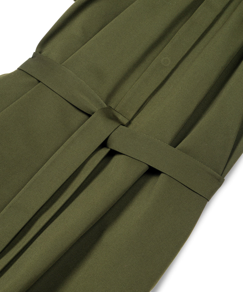 Machka Belted Mandarin Collar Dress Dark Green