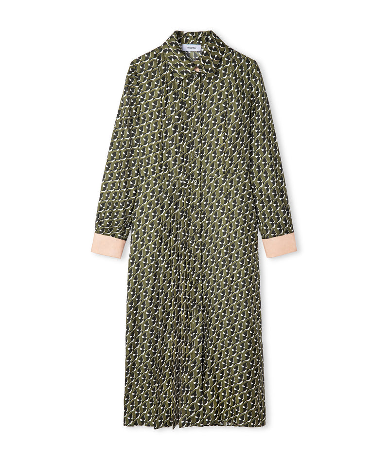 Machka Patterned Silk Dress Green