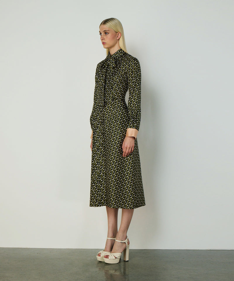 Machka Patterned Silk Dress Green