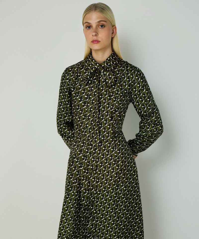 Machka Patterned Silk Dress Green