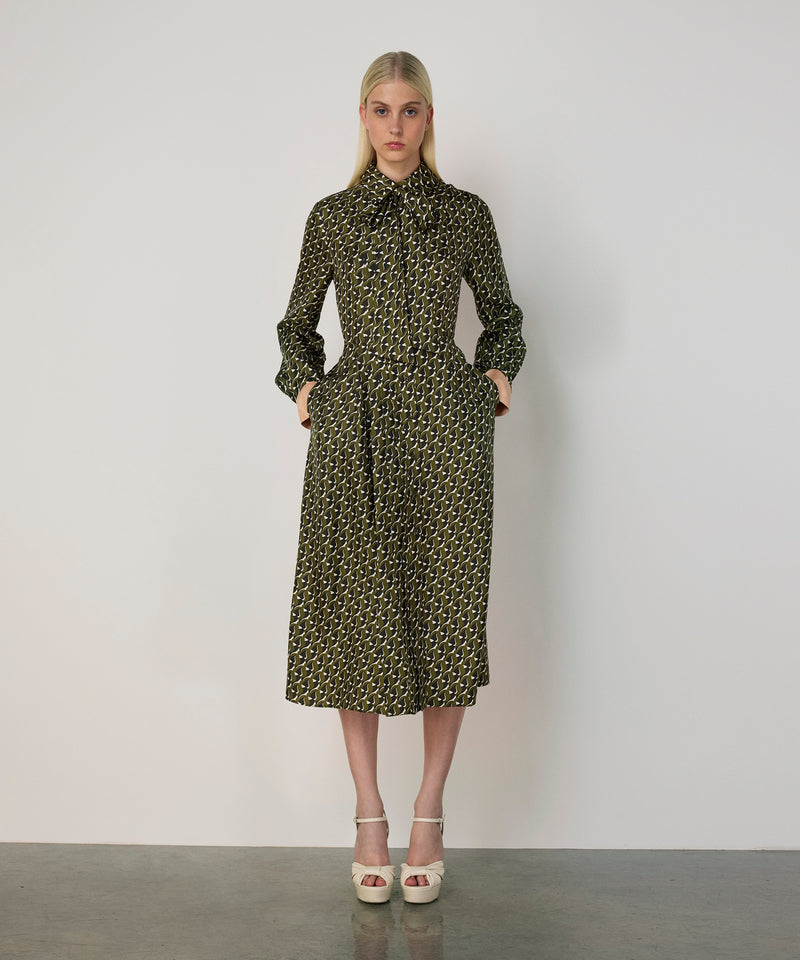 Machka Patterned Silk Dress Green