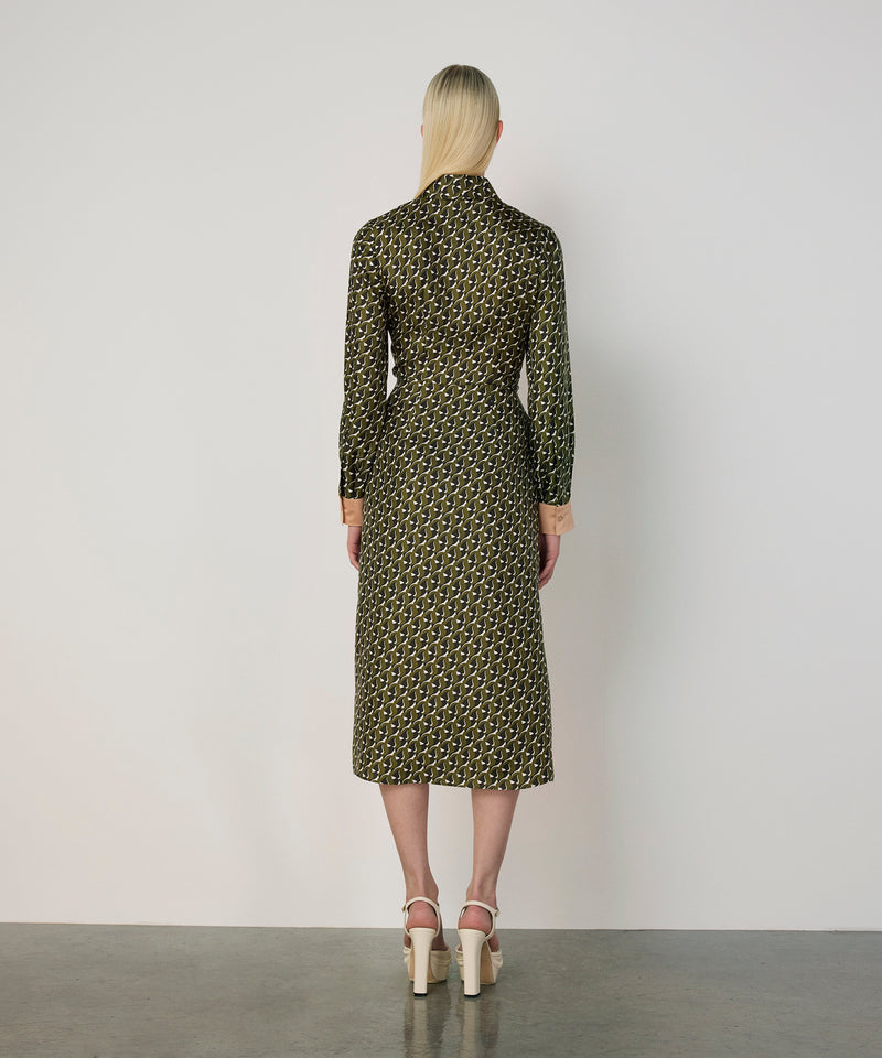 Machka Patterned Silk Dress Green