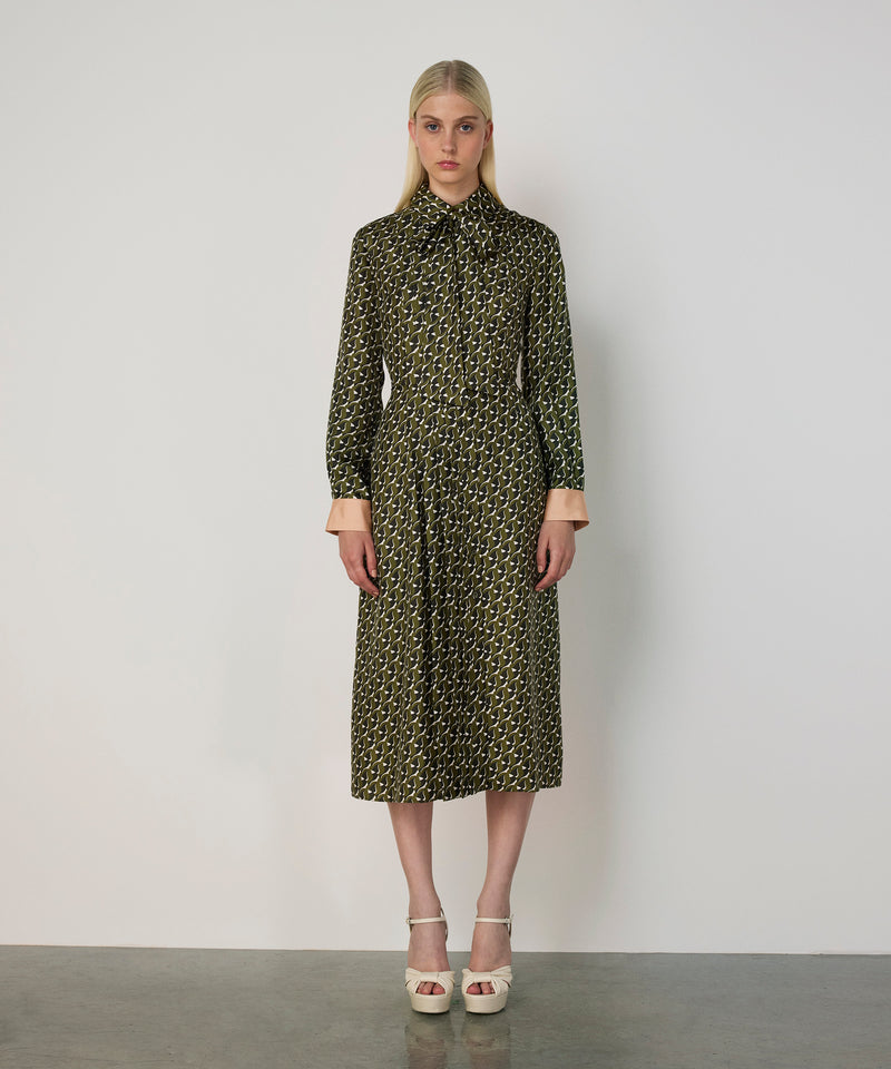 Machka Patterned Silk Dress Green