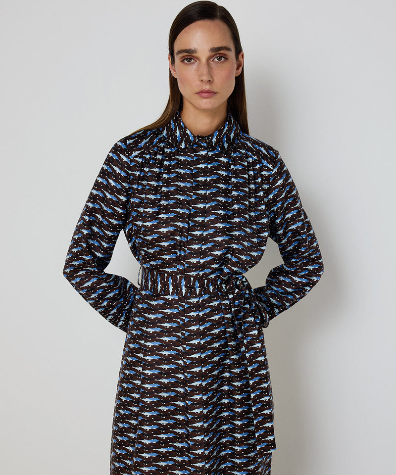 Machka Patterned Silk Dress Brown