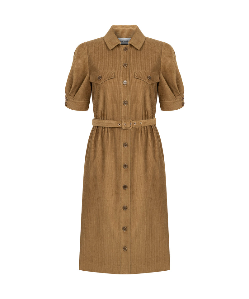 Machka Belted Velvet Dress Cinnamon