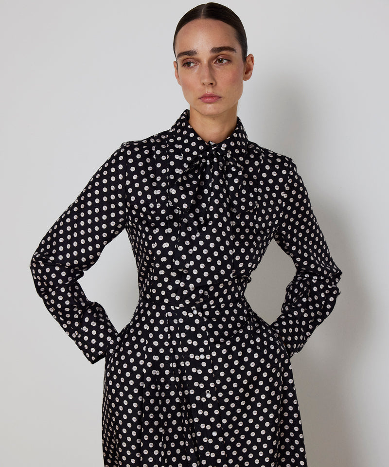 Machka Patterned Silk Shirt Dress Black