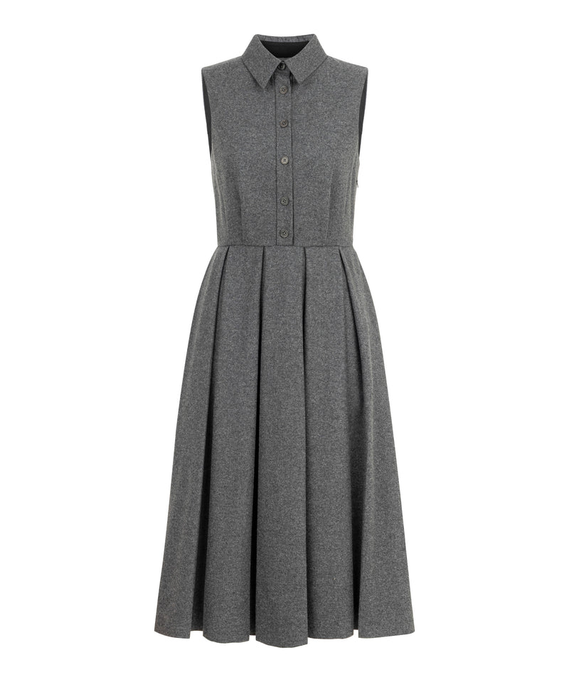 Machka Pleated Flannel Dress Grey Melange