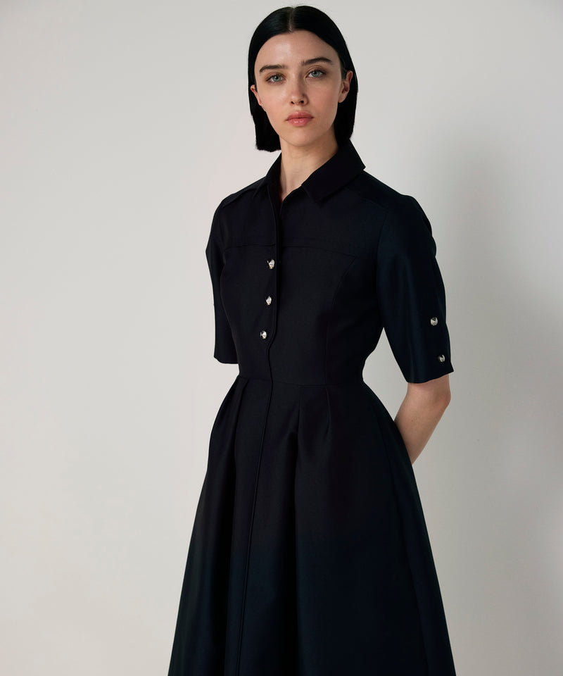 Machka Dress With Button Accessories And Belt Navy