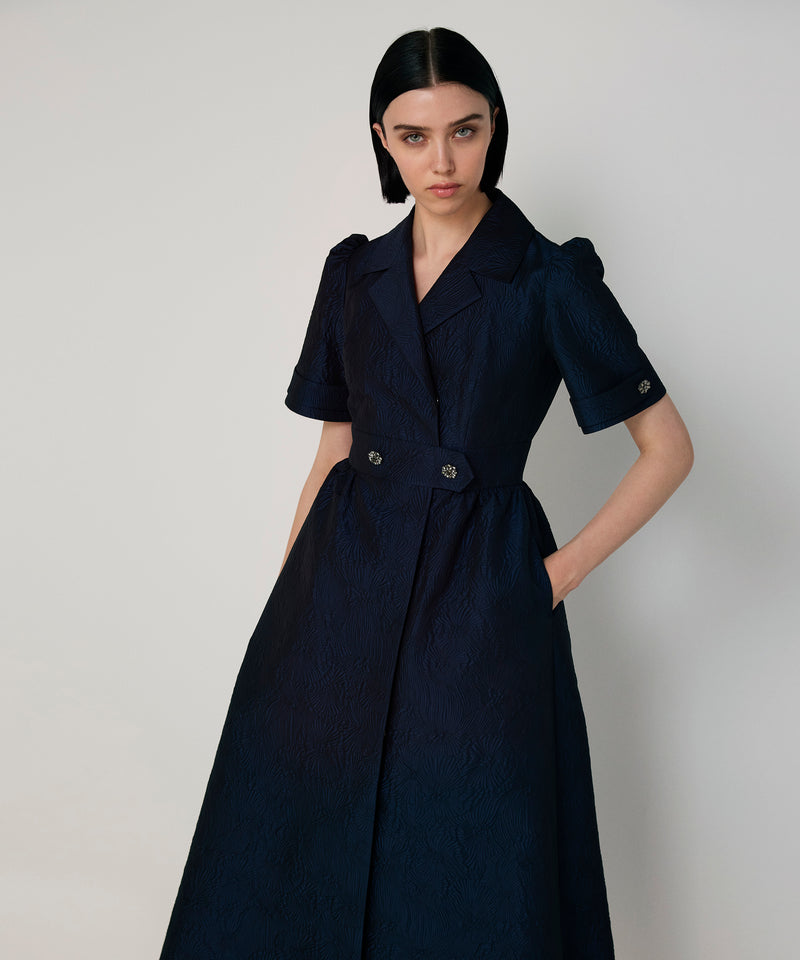 Machka Brocade Wrap Dress Navy