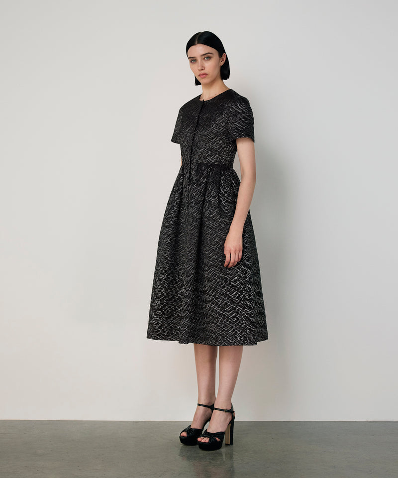 Machka Shiny Pleated Dress Black