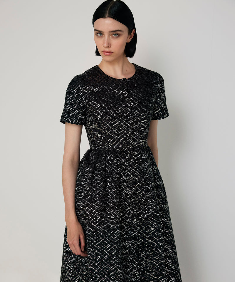 Machka Shiny Pleated Dress Black