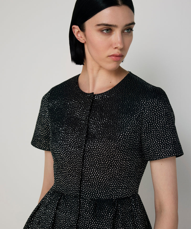 Machka Shiny Pleated Dress Black