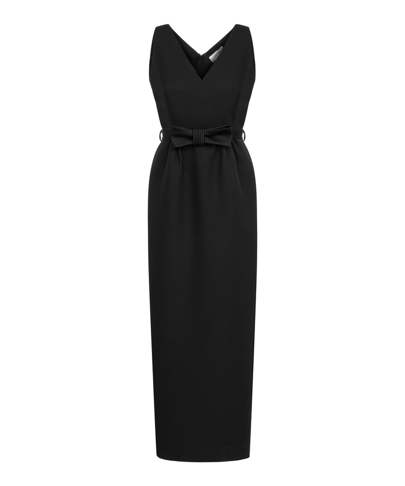 Machka Belted V-Neck Dress Black