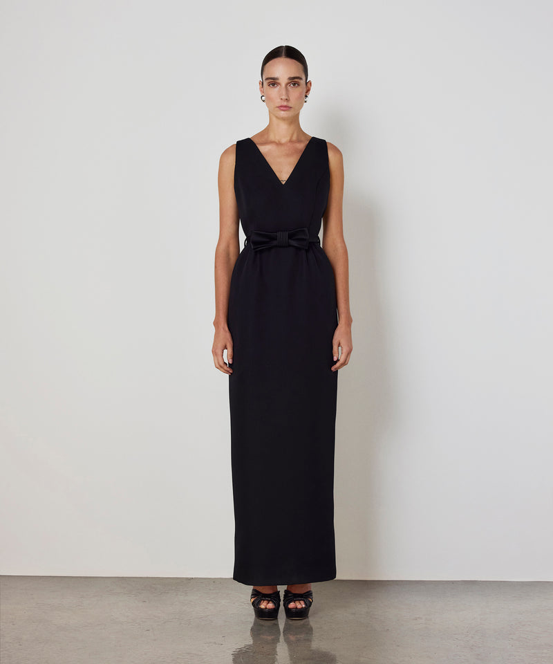 Machka Belted V-Neck Dress Black