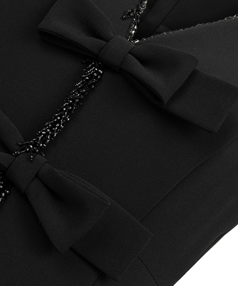 Machka Bow-Appliqué Embroidered Dress Black