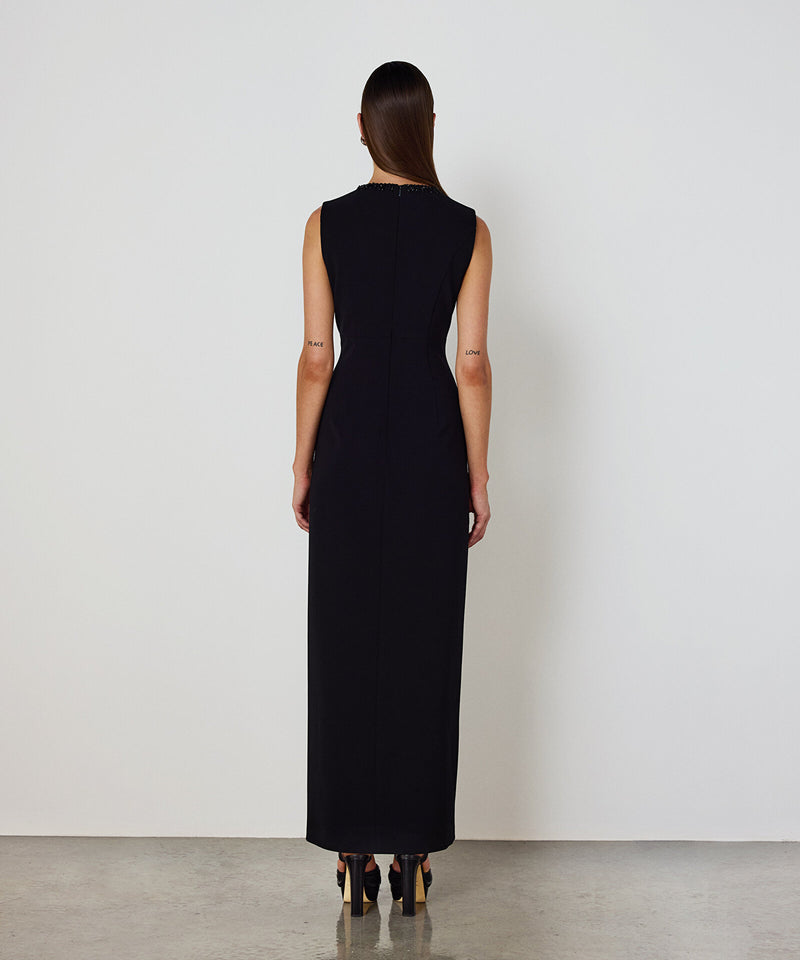 Machka Bow-Appliqué Embroidered Dress Black