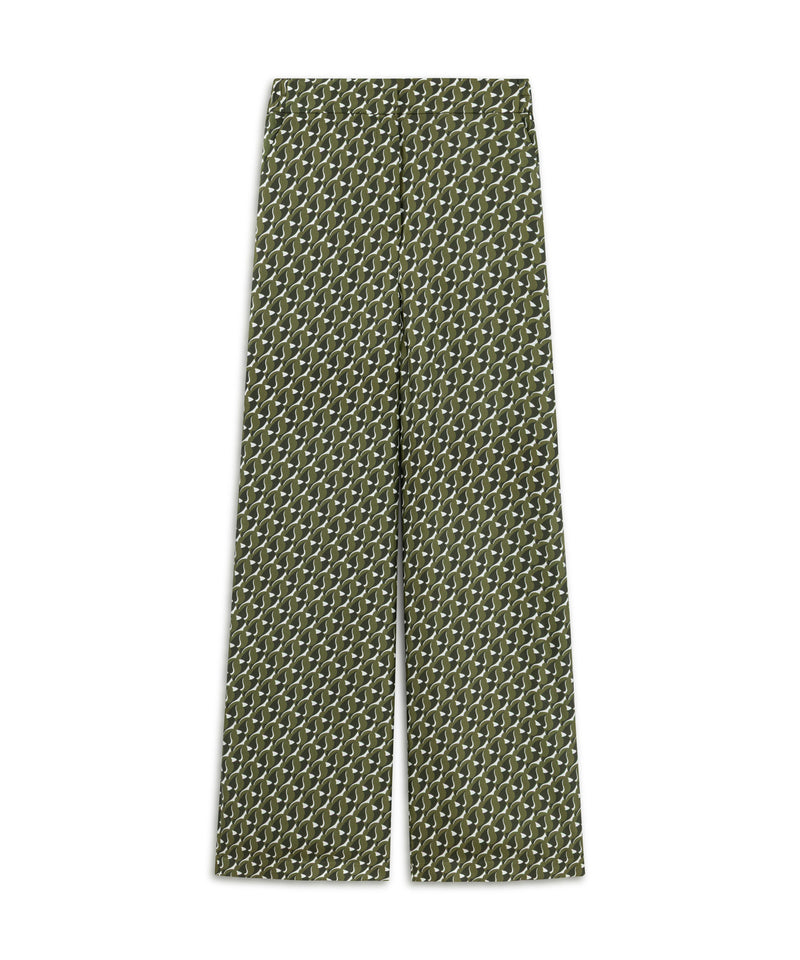 Machka Patterned Silk Trousers Green