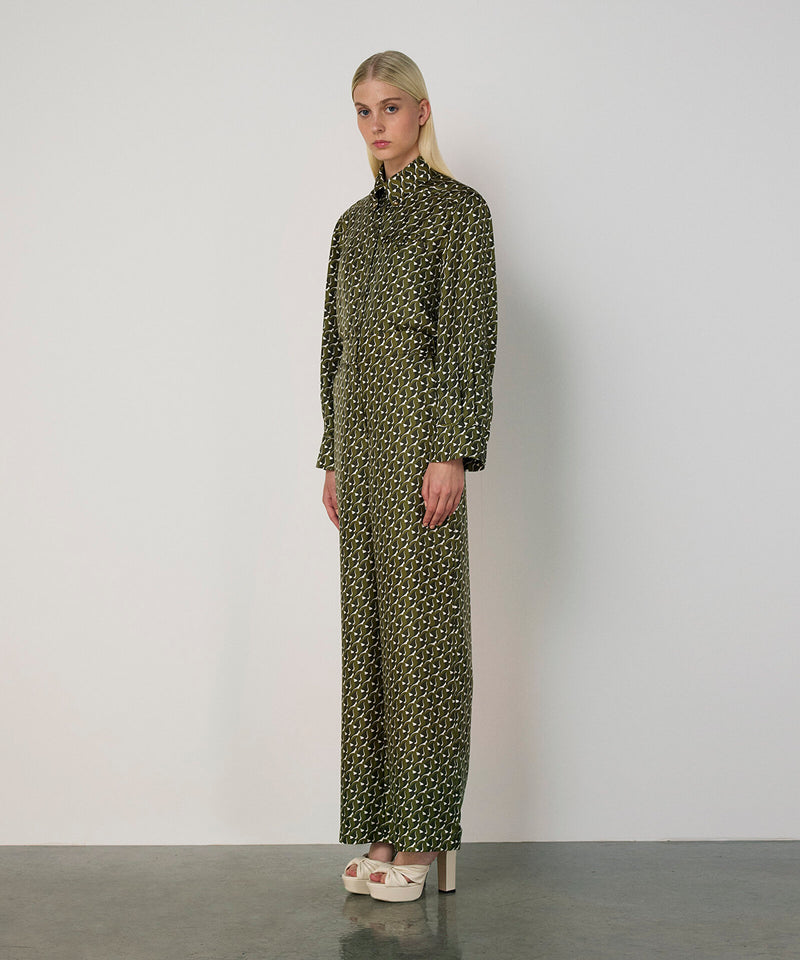 Machka Patterned Silk Trousers Green