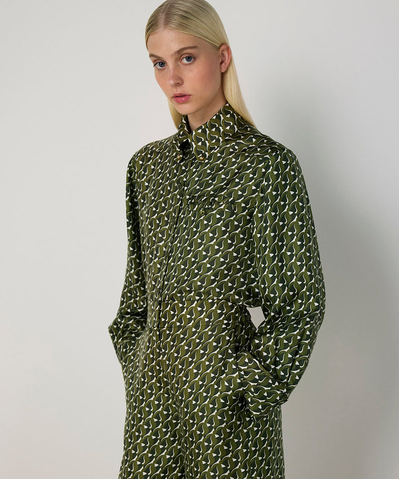 Machka Patterned Silk Trousers Green