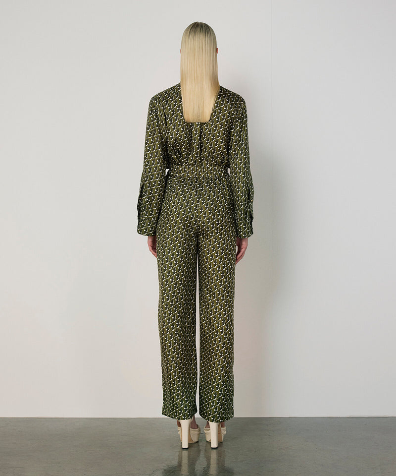 Machka Patterned Silk Trousers Green